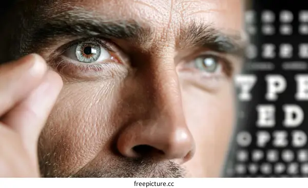 Close up Eye Exam of Caucasian Adult Male