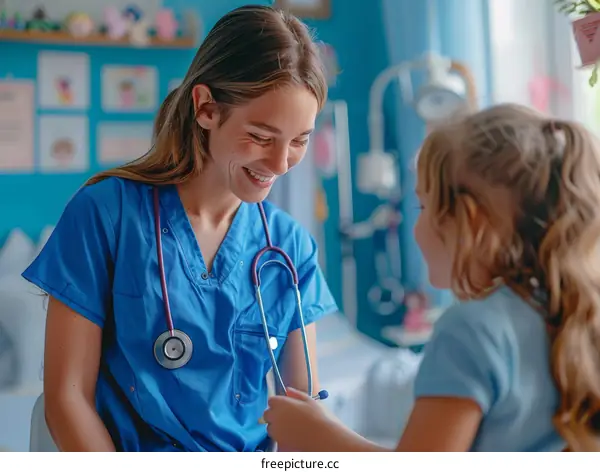 Little Girl Getting a Checkup from a Smiling Female Doctor