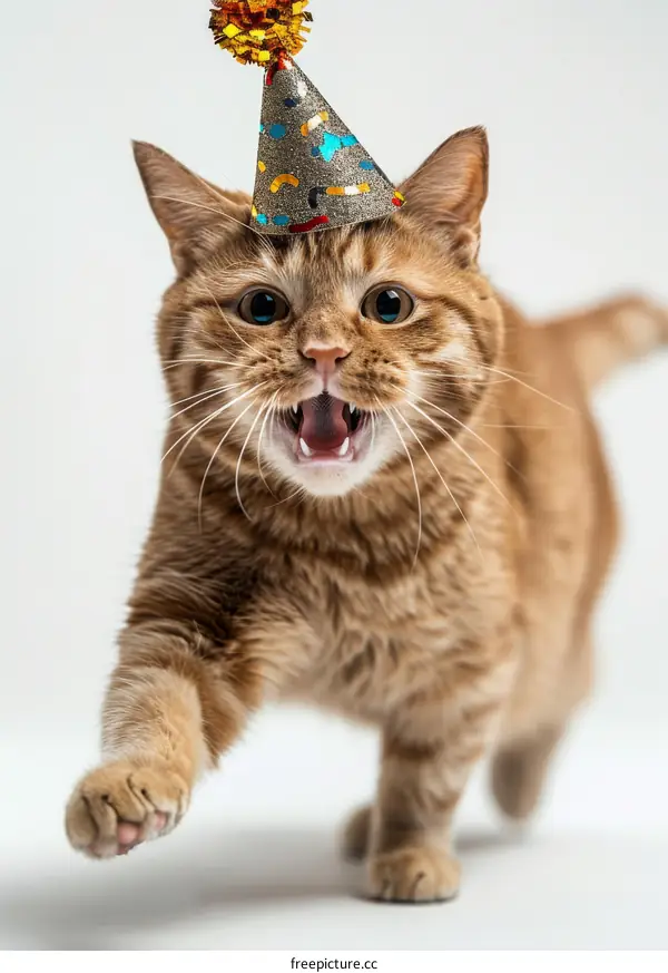 Cat wearing a party hat