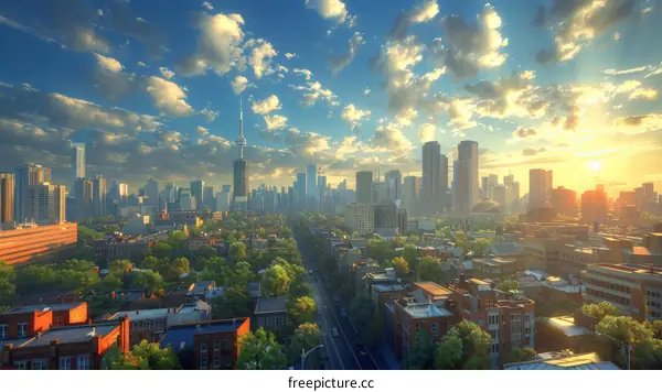 Toronto Skyline at Sunset: A City of Modern Architecture