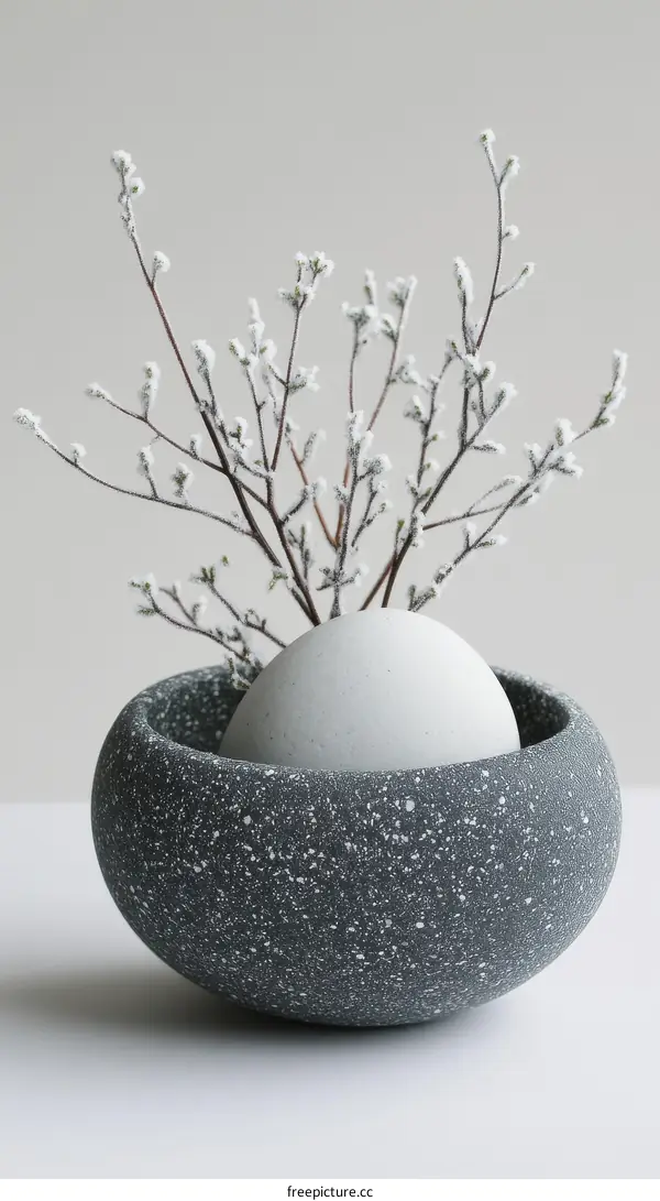 Modern Minimalist Vase Arrangement with Decorative Egg