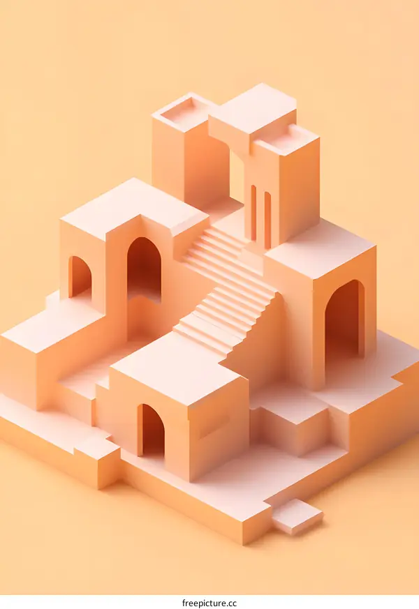 Abstract Geometric Architectural Structure 3D Illustration