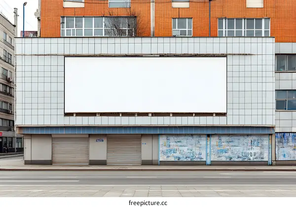Blank Billboard on a Brick Building in an Urban City