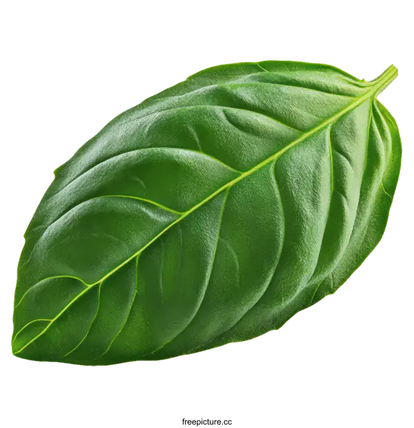 [Transparent Background PNG]Close-up Image of a Fresh Basil Leaf