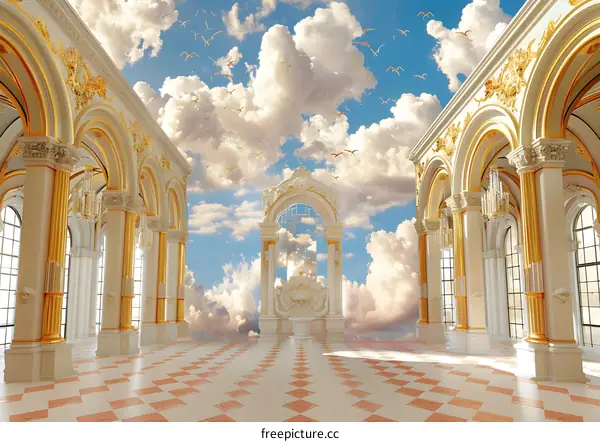 Golden Archway to the Clouds in a Palace