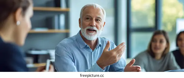 Senior Businessman Giving Presentation in Meeting