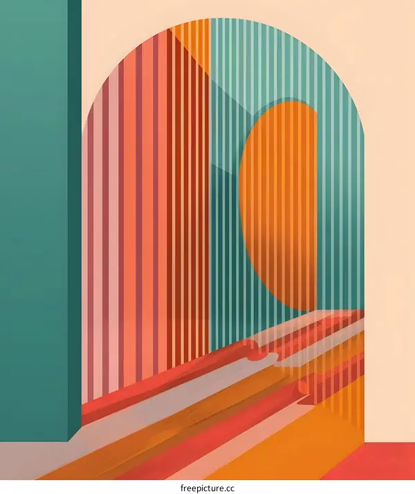 Abstract Geometric Shapes with Stripes and Arch