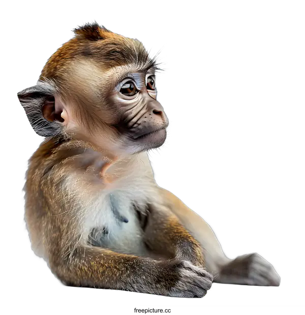 [Transparent Background PNG]Baby Monkey Portrait on White Background
