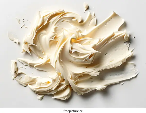Whipped Cream Swirl on White Background