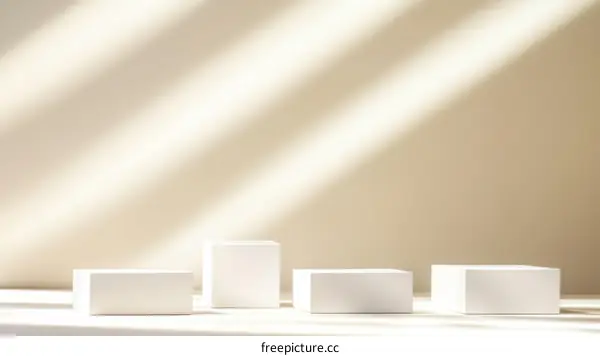 Minimalist White Display Boxes with Sunlight