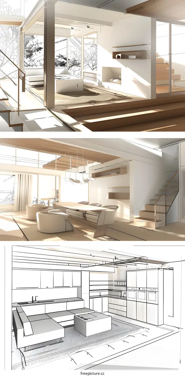 Modern Home Interior Design Sketch