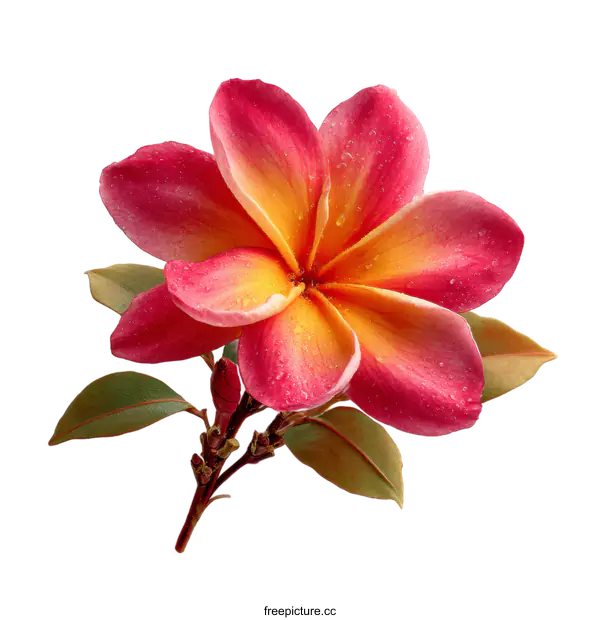 [Transparent Background PNG]Vibrant Plumeria Flower Close-up