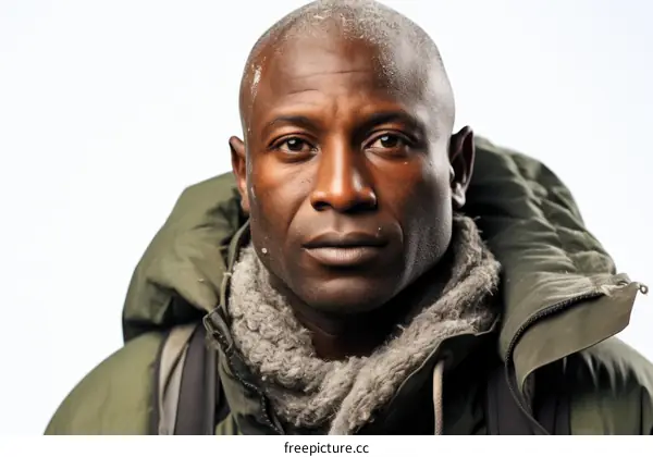 portrait of a black man in a green jacket