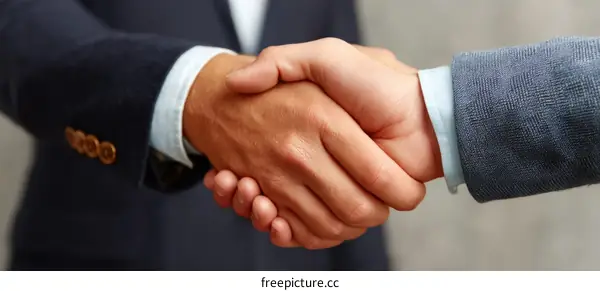 Business Deal Handshake Two Caucasian Businessmen