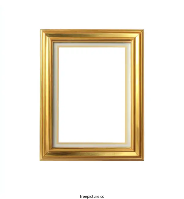 A golden rectangular frame with white inner border isolated on white background