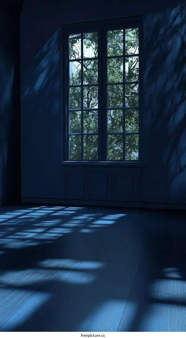 Night Room with Trees Through Window