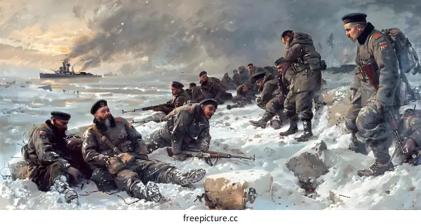 Soldiers on the Snowy Battlefield