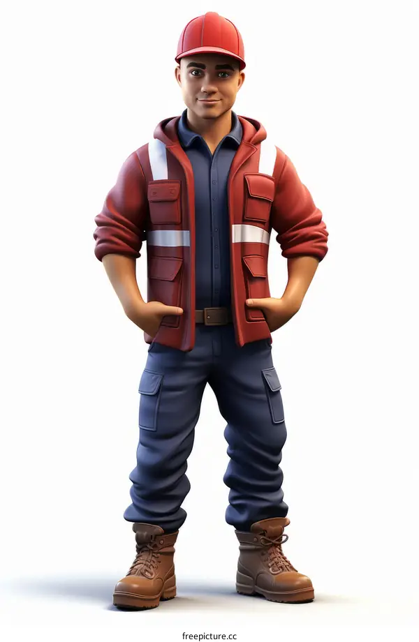 Construction worker wearing hard hat and safety vest