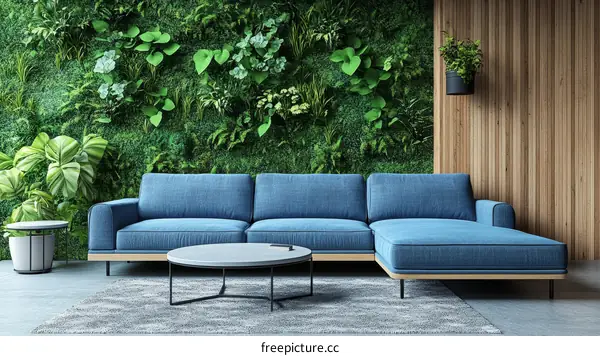 Modern Living Room with Vertical Garden