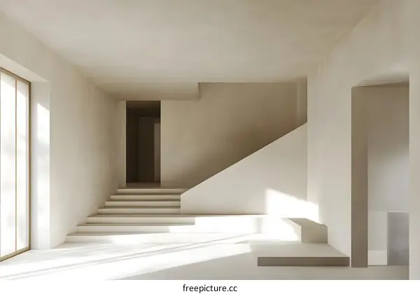 Minimalist Modern Staircase and Window Light Design in a Contemporary Interior