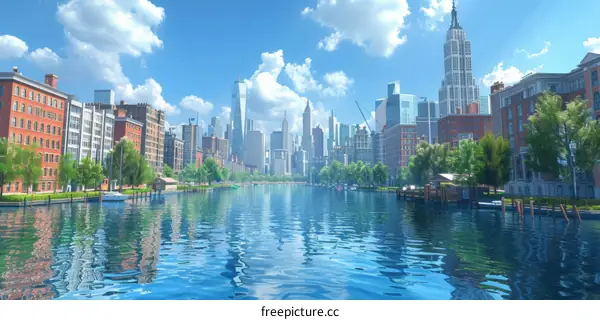 Beautiful Cityscape Sunny Day