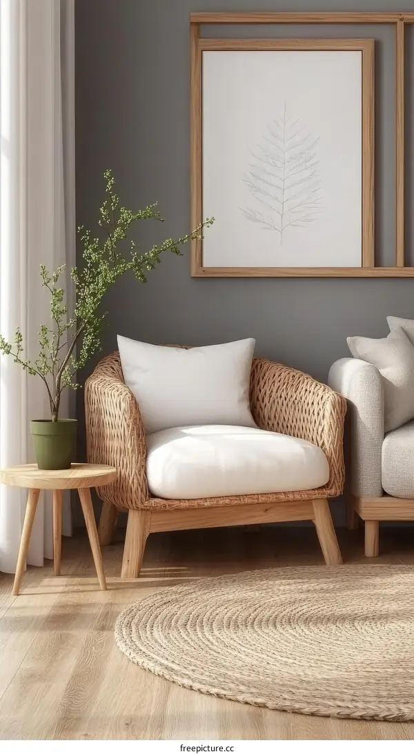 Modern Cozy Living Room with Round Rug