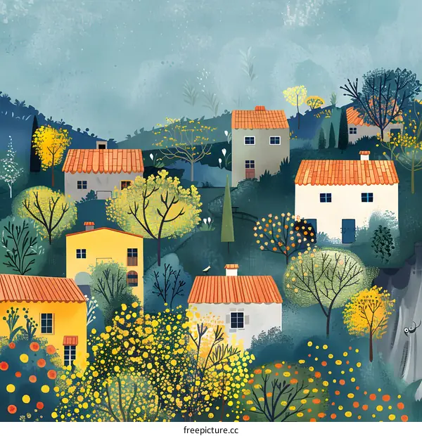 Colorful Hillside Village