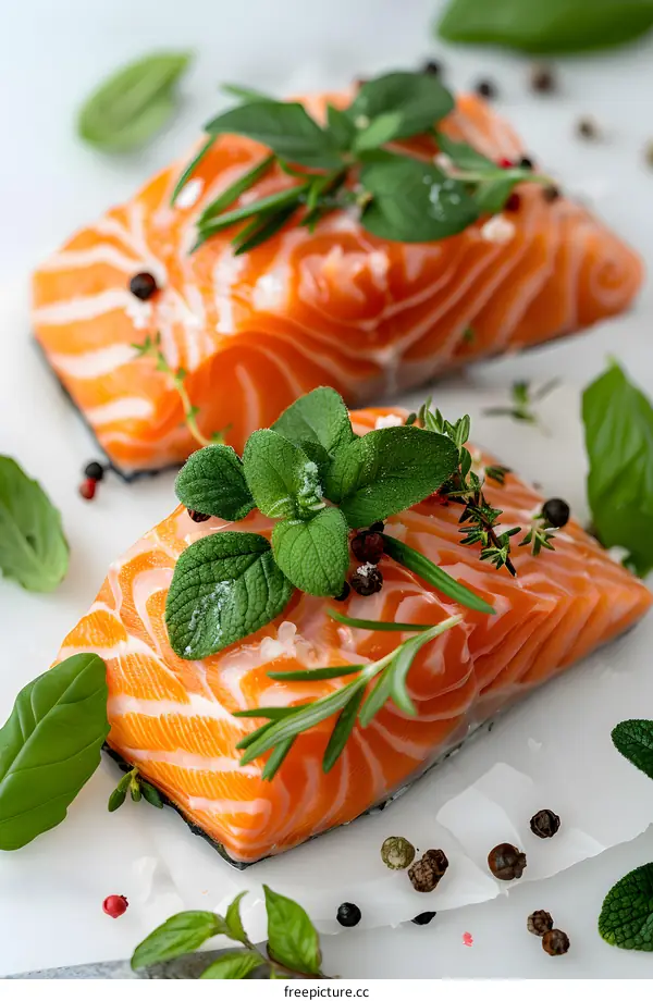 Fresh Salmon Fillets with Herbs and Spices