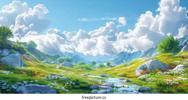 Idyllic Mountain Stream Landscape