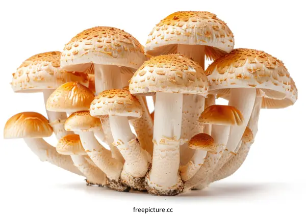 A cluster of shaggy ink cap mushrooms