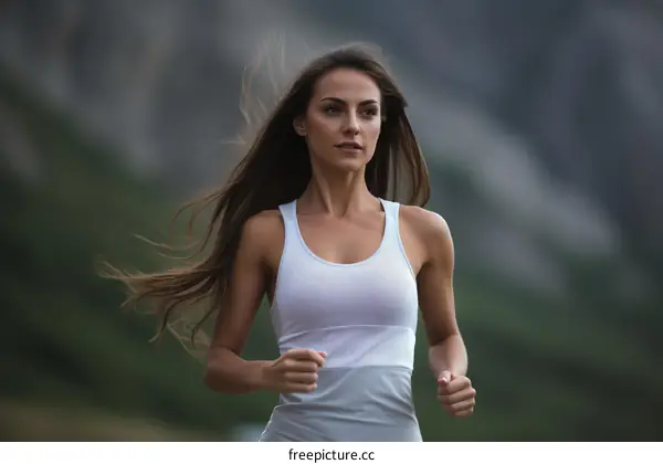 Young woman running in nature
