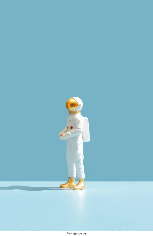 Astronaut Figure on Light Blue Background