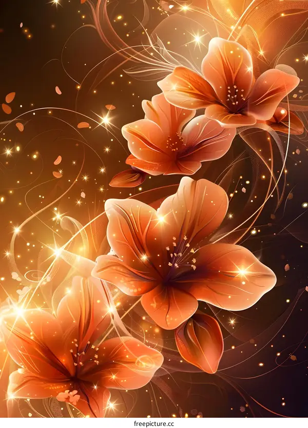 Orange flowers with glitter