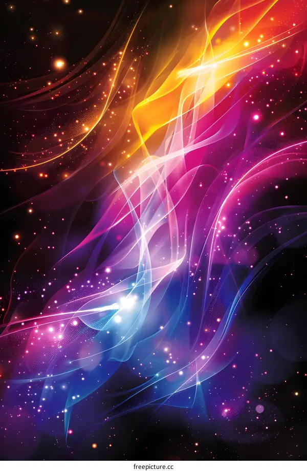 Colorful abstract glowing shapes on dark background