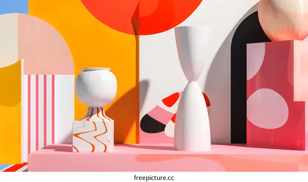 Abstract Geometric Shapes Colorful 3D Background