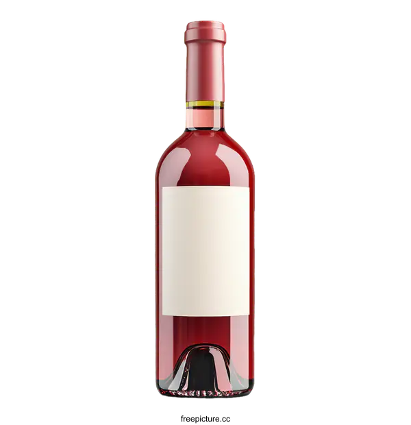 [Transparent Background PNG]Pink Wine Bottle with Blank Label