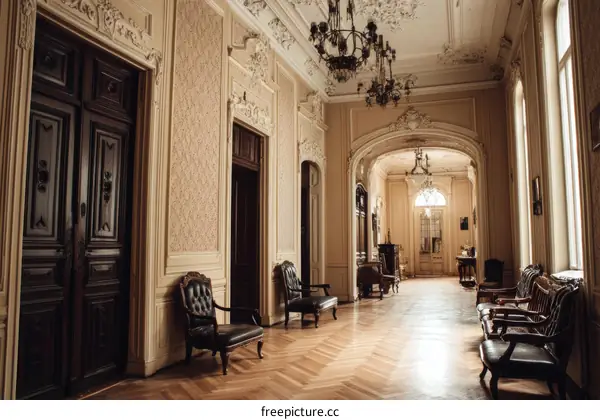 Elegant Vintage Hallway in a Historical Mansion