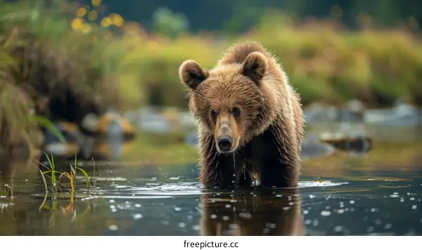 Brown Bear Fishing in a River