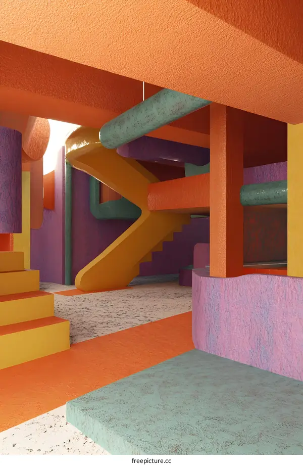Abstract Colorful Staircase Interior Design