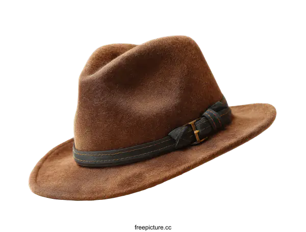 [Transparent Background PNG]Brown Fedora Hat with Dark Band