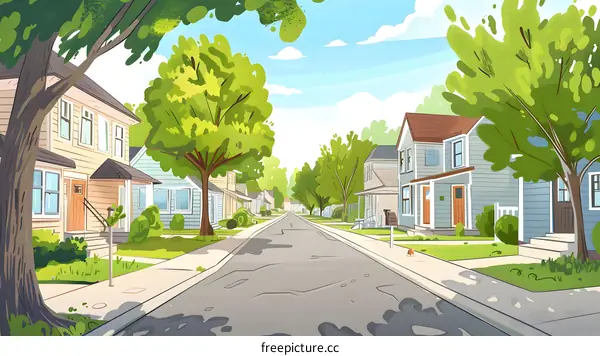 Beautiful Summer Day on a Suburban Street