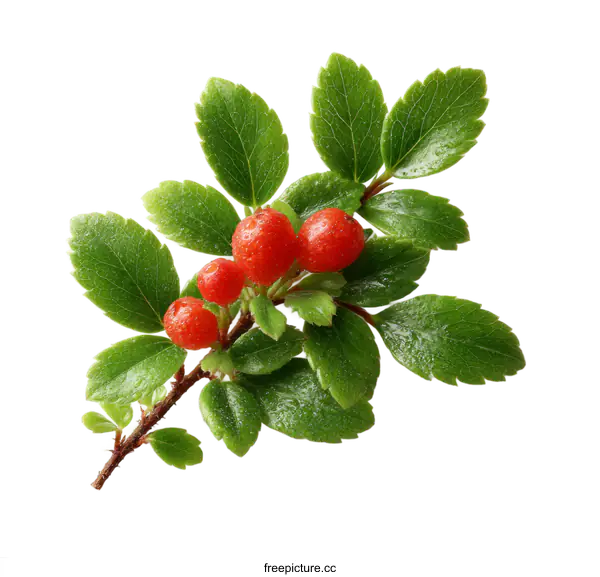 [Transparent Background PNG]Close Up of Branch with Berries and Leaves