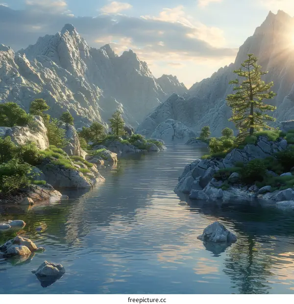 Mountain Lake in the Valley