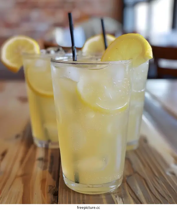 Refreshing Summer Lemonade with Lemon Slices and Ice
