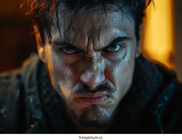 Close Up Portrait of a Serious Man