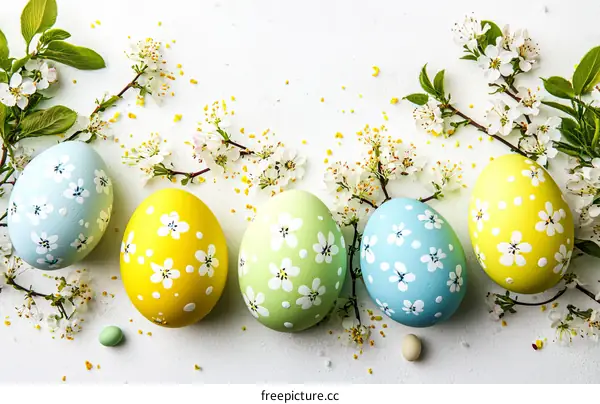 Easter Eggs Decorated with Floral Patterns
