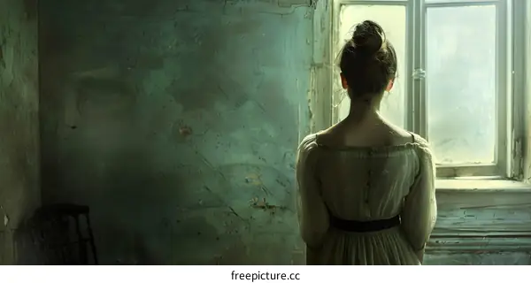 girl standing by the window