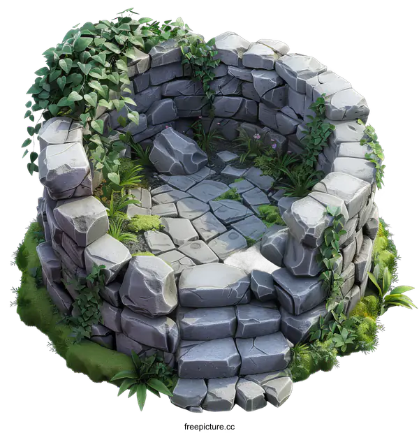 [Transparent Background PNG]An overgrown stone structure