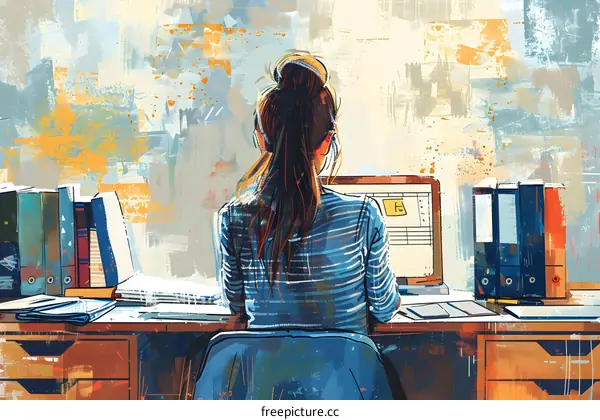 woman working on computer