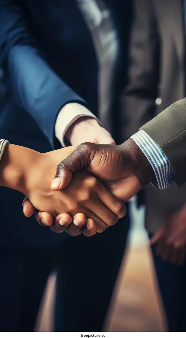 Business people of different ethnicities shaking hands